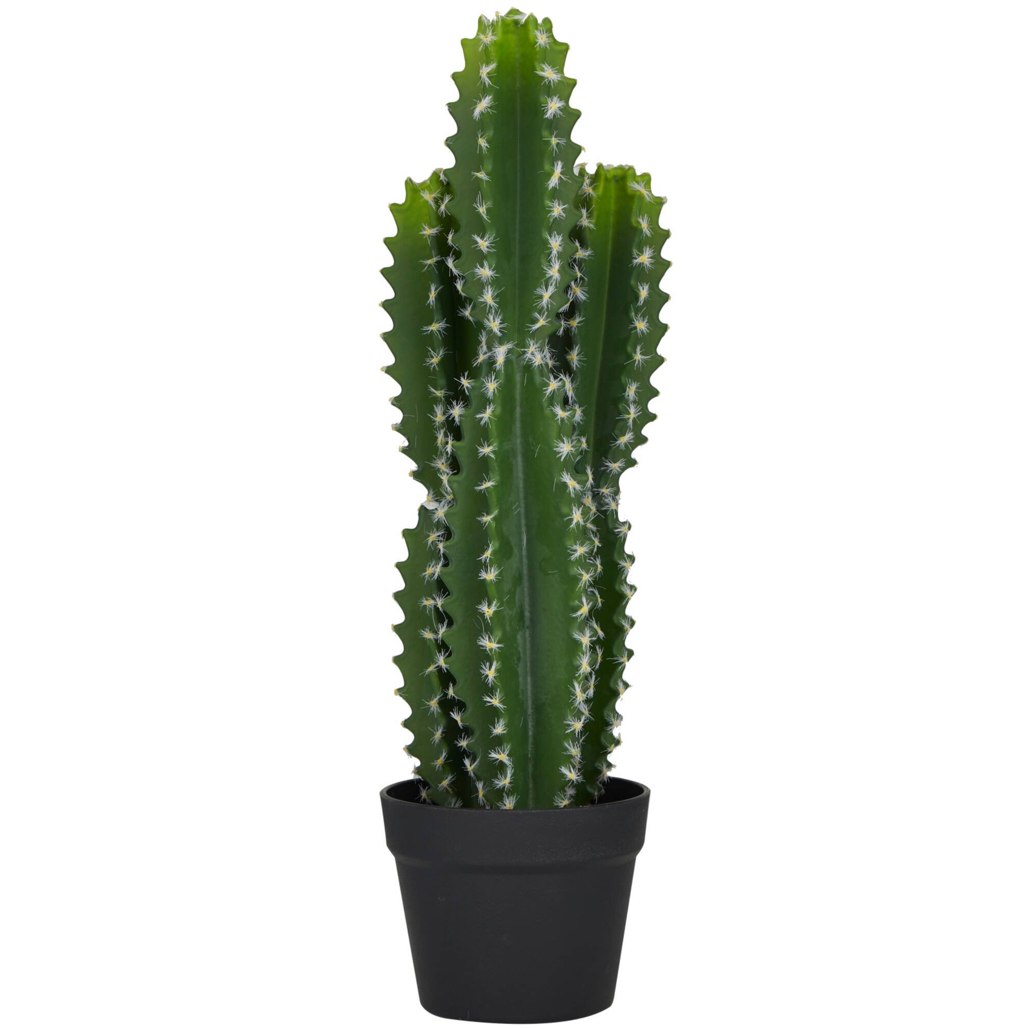 2ft. Green Cactus Faux Foliage Artificial Plant with Black Round Pot